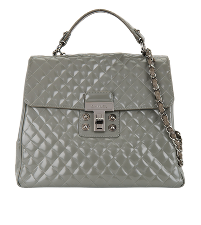 Quilted Patent Leather Satchel, front view